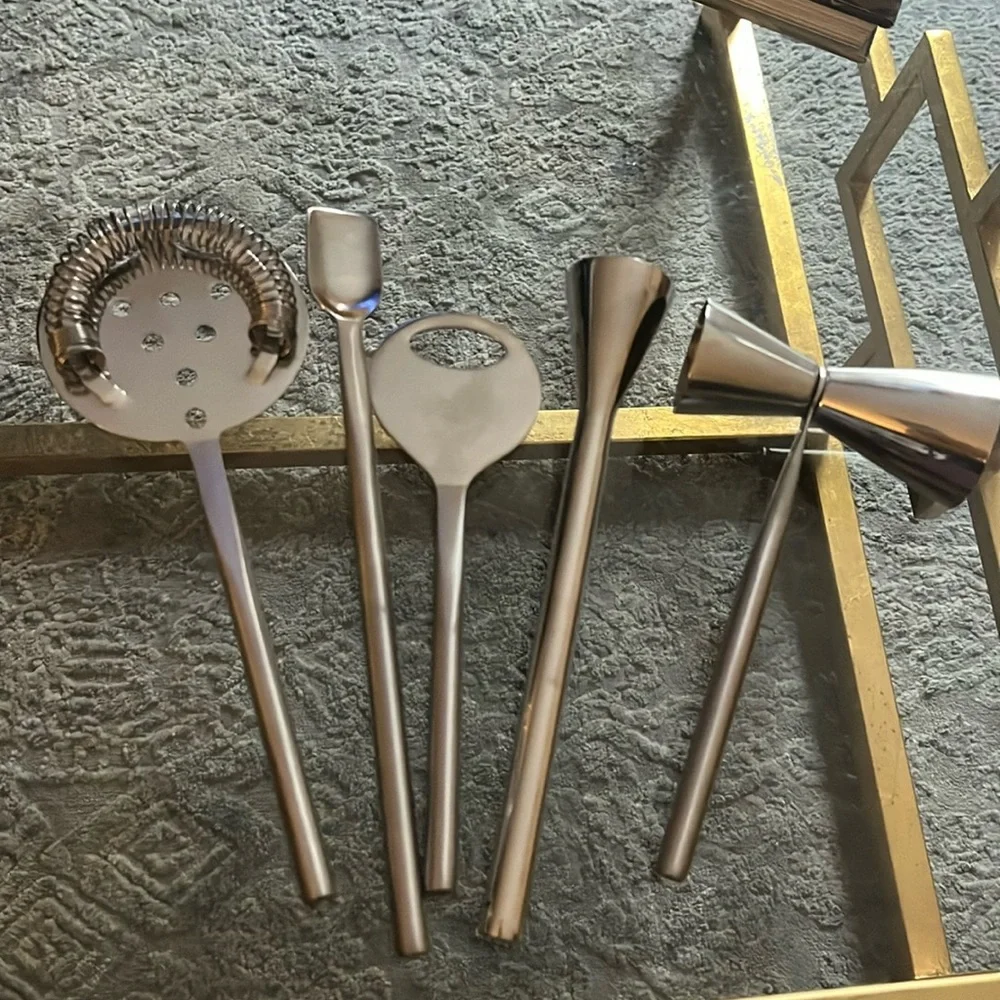 NWT Bar Tool Set Silver.pictures for demonstration purposes, model pics!